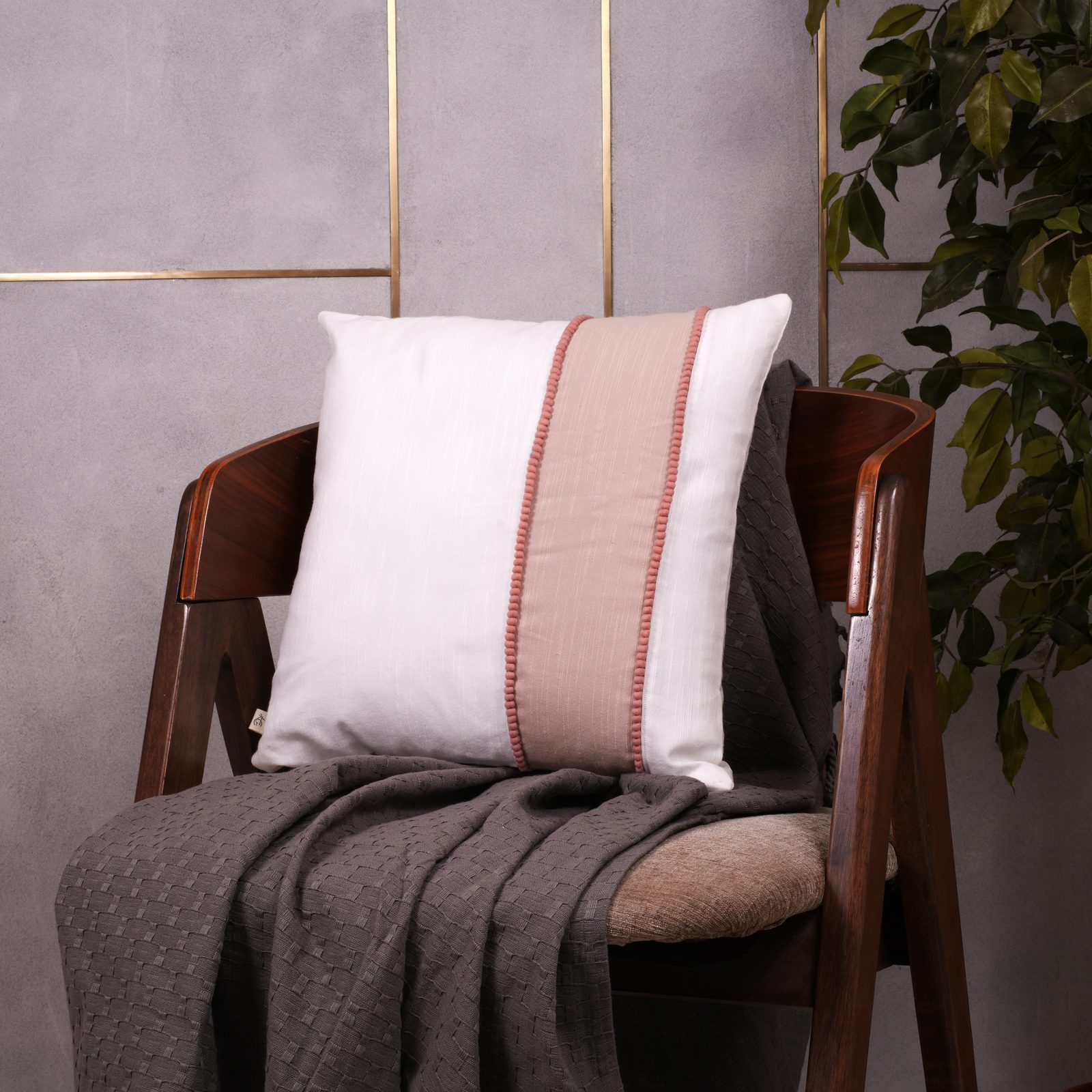 Rose-dust Colourblock Cushion Cover